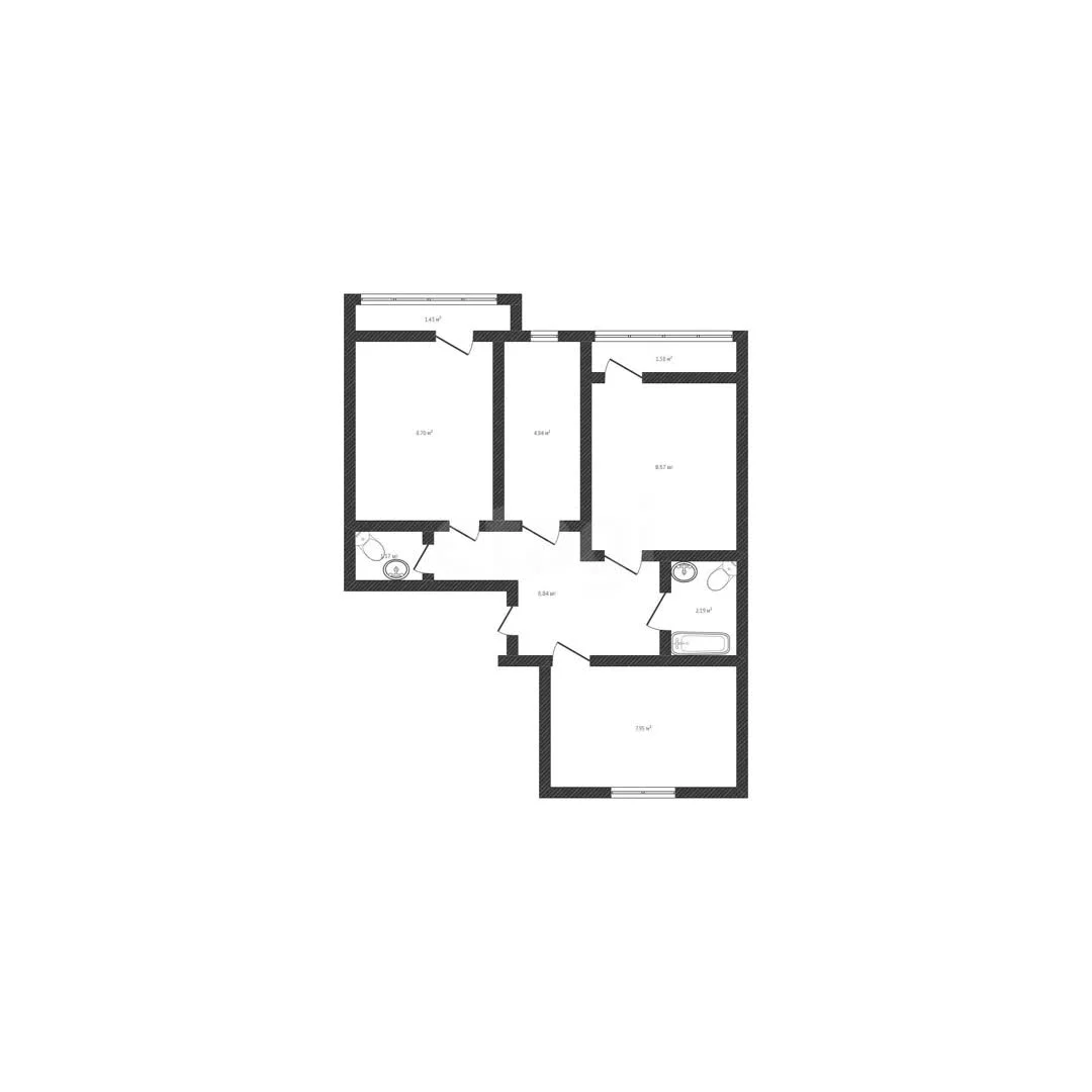 3-к квартира, 82.1м² (улица имени Николая Семеновича Котлярова, 24) - миниатюра 6