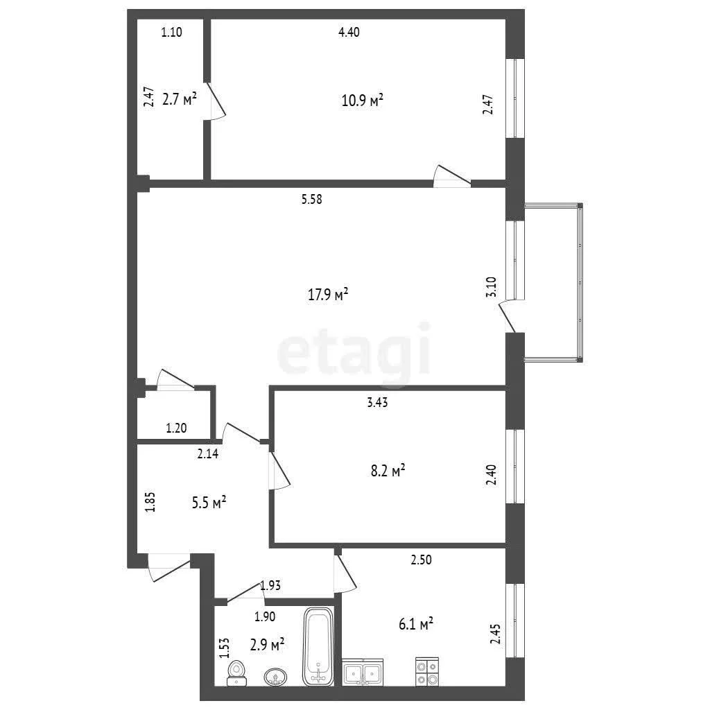 3-к квартира, 55.6м² (улица 2-я Пятилетка, 8) - миниатюра 34