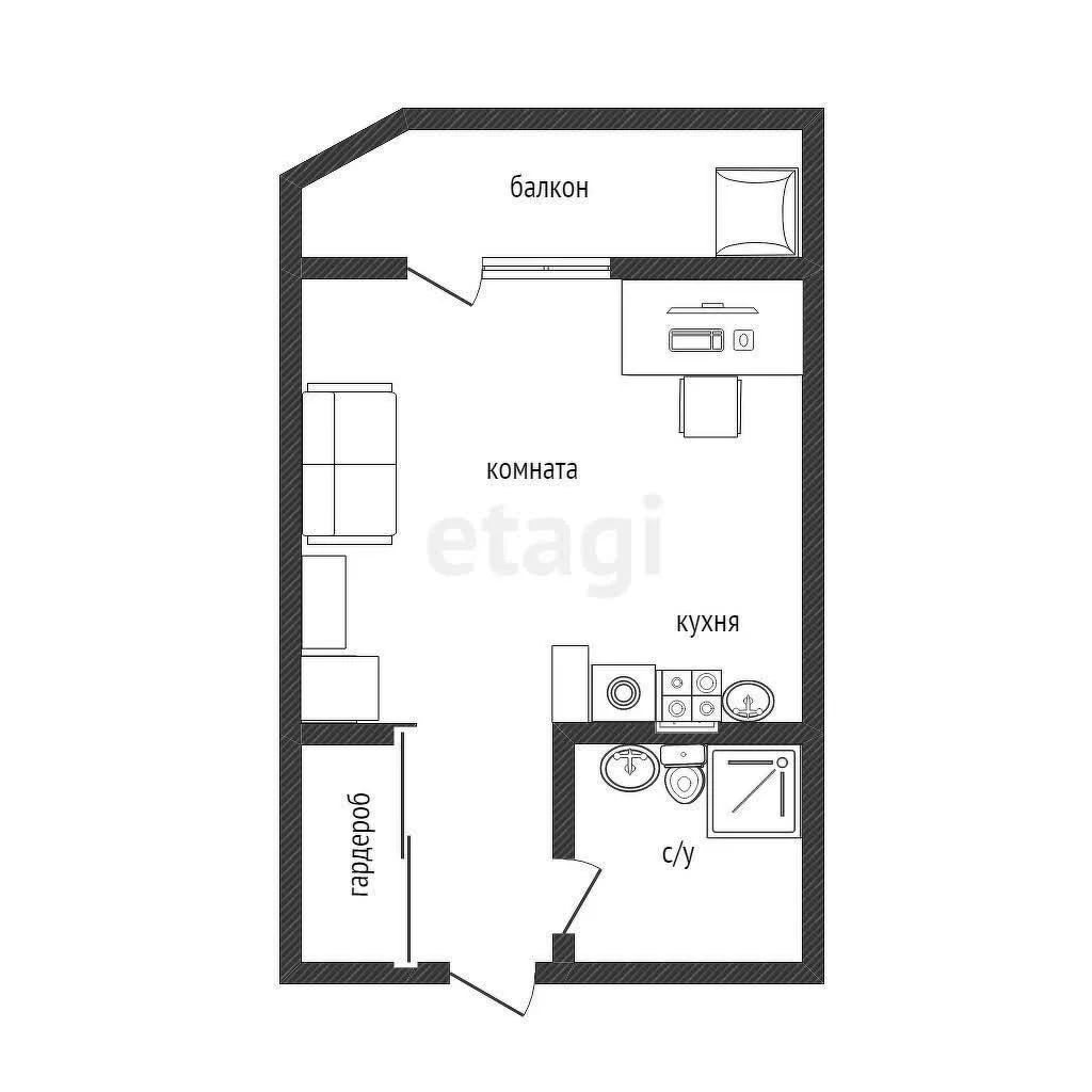 Студия, 24.9м² (улица им. Героя Яцкова И.В., 17) - миниатюра 13