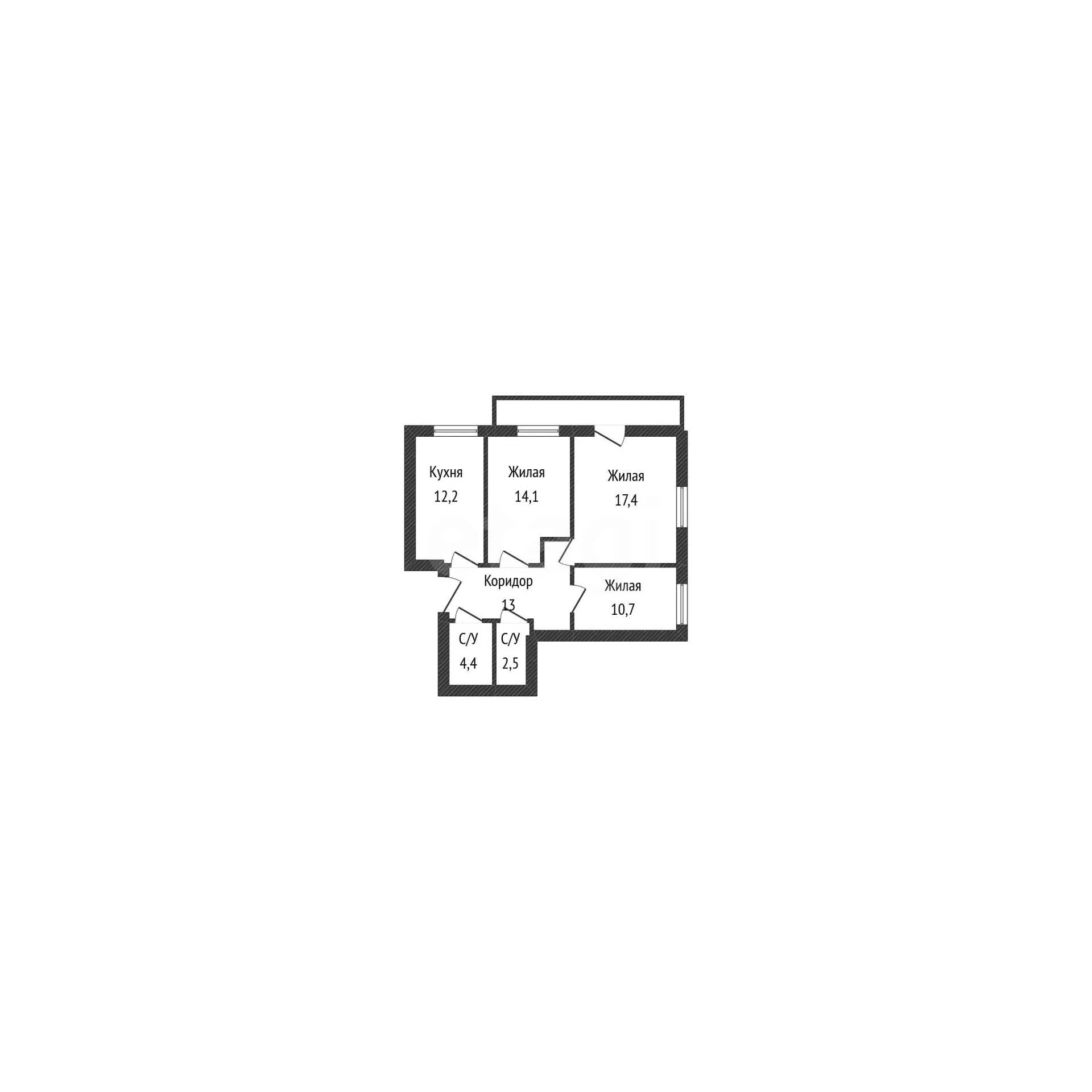 3-к квартира, 74м² (улица имени 40-летия Победы, 135) - миниатюра 12
