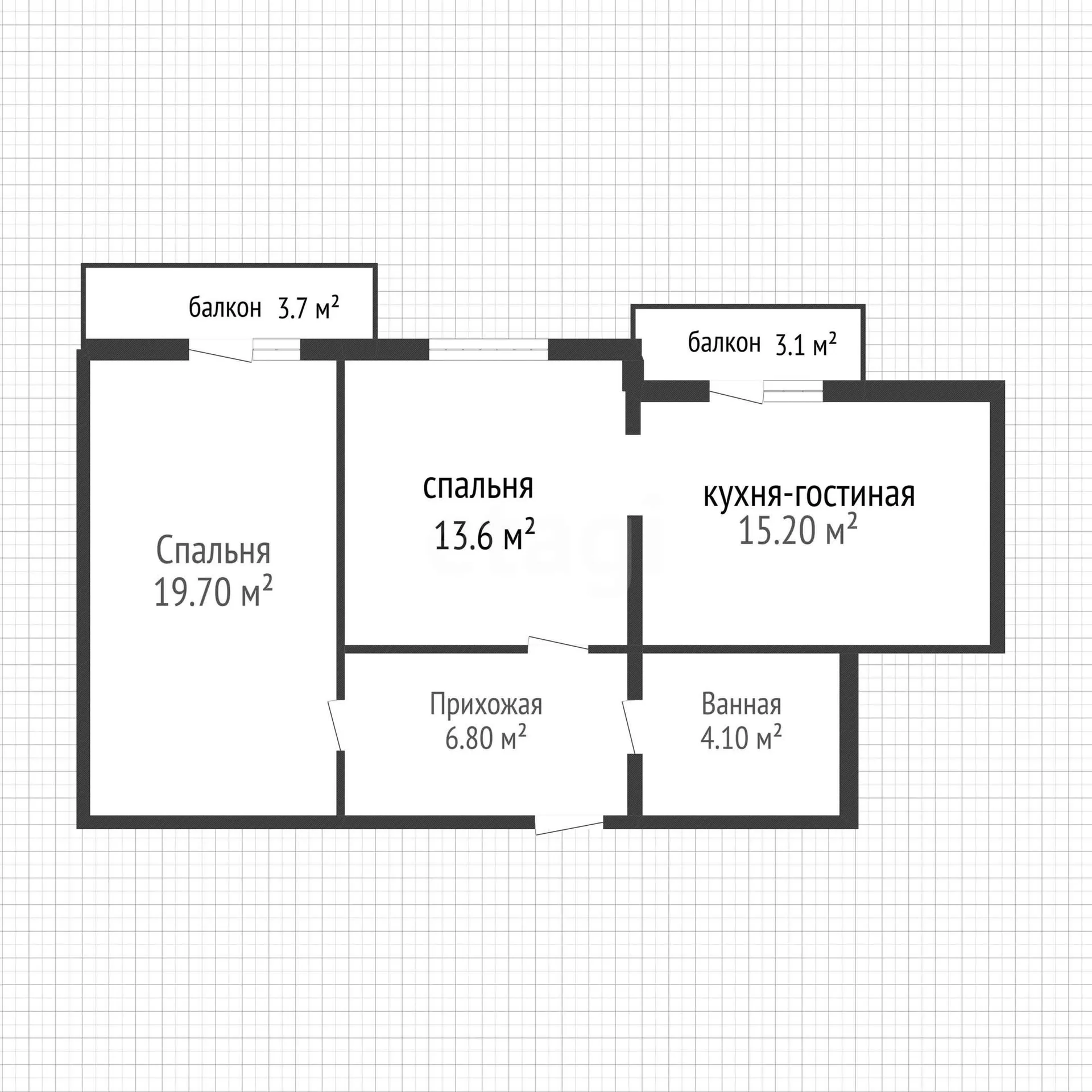2-к квартира, 59.4м² (Бжегокайская улица, 25/1к10) - миниатюра 2
