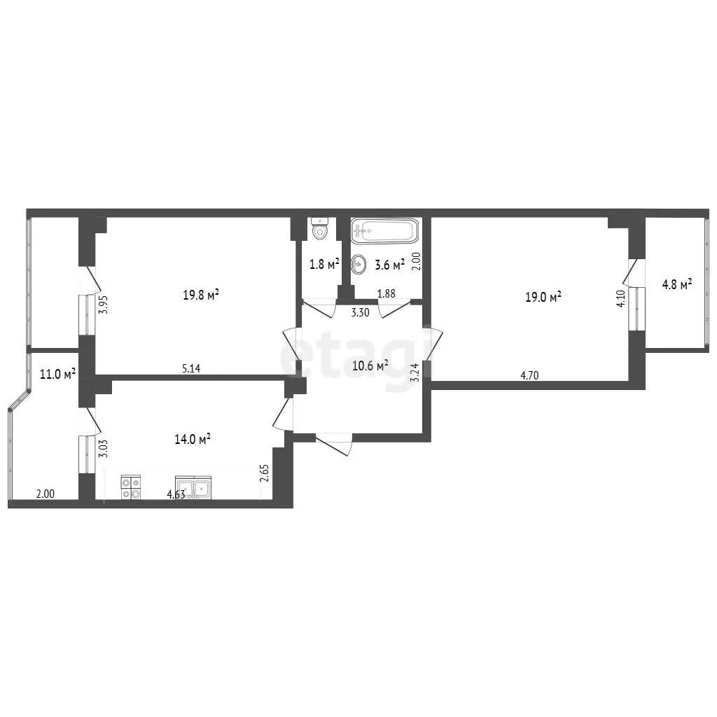 2-к квартира, 70.2м² (Минская улица, 122/6) - миниатюра 16