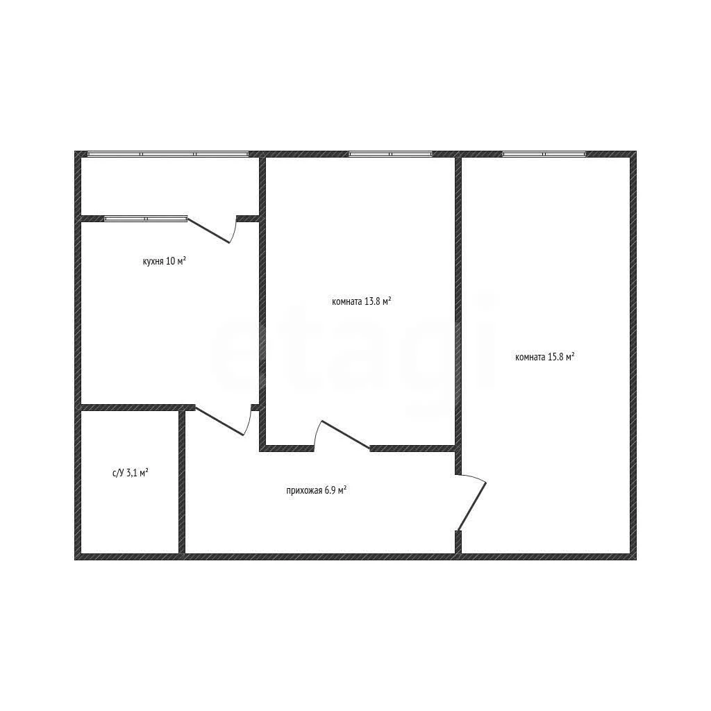 2-к квартира, 52.1м² (улица имени Сергея Есенина, 115) - миниатюра 9