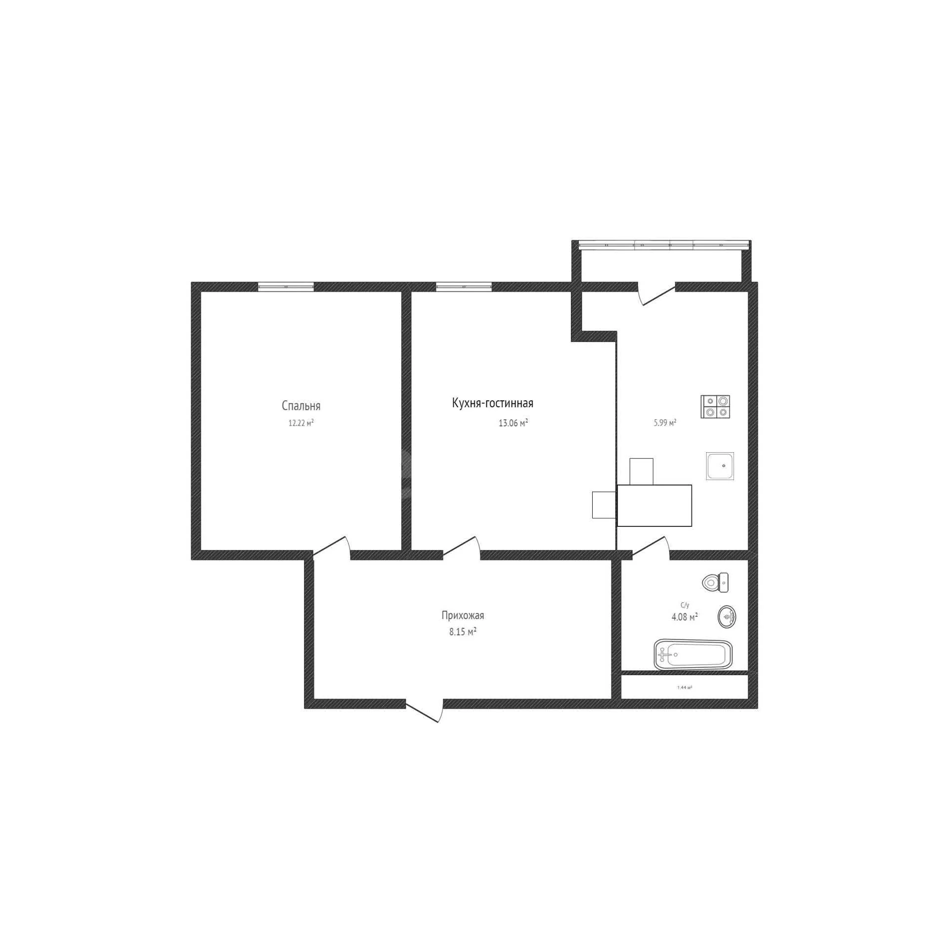 2-к квартира, 43.9м² (улица Героев-Разведчиков, 6к3) - миниатюра 16