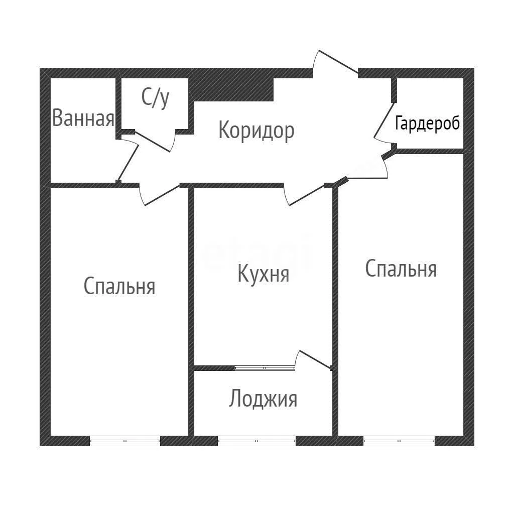 2-к квартира, 60.3м² (Зиповская улица, 38) - миниатюра 2