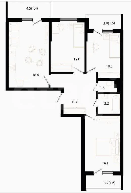 3-к квартира, 71.2м² (улица Даниила Смоляна, 71к3) - миниатюра 33