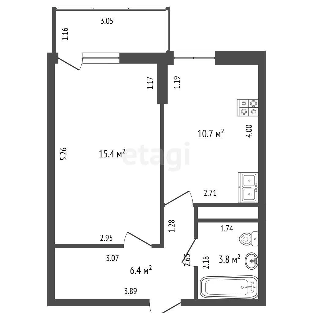 1-к квартира, 36.3м² (улица имени Героя Георгия Бочарникова, 4к1) - миниатюра 22