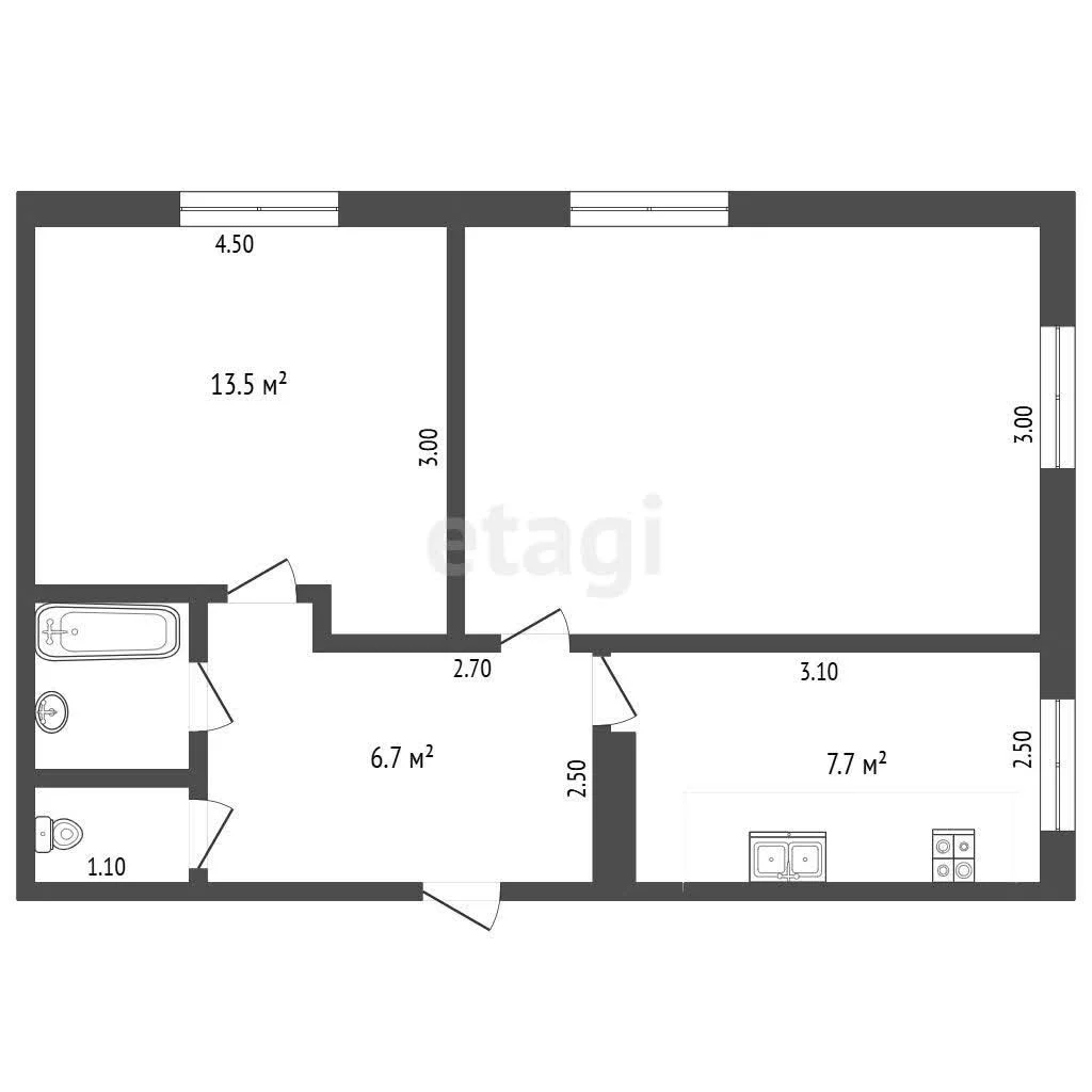 2-к квартира, 52м² (улица Тимирязева, 15) - миниатюра 12