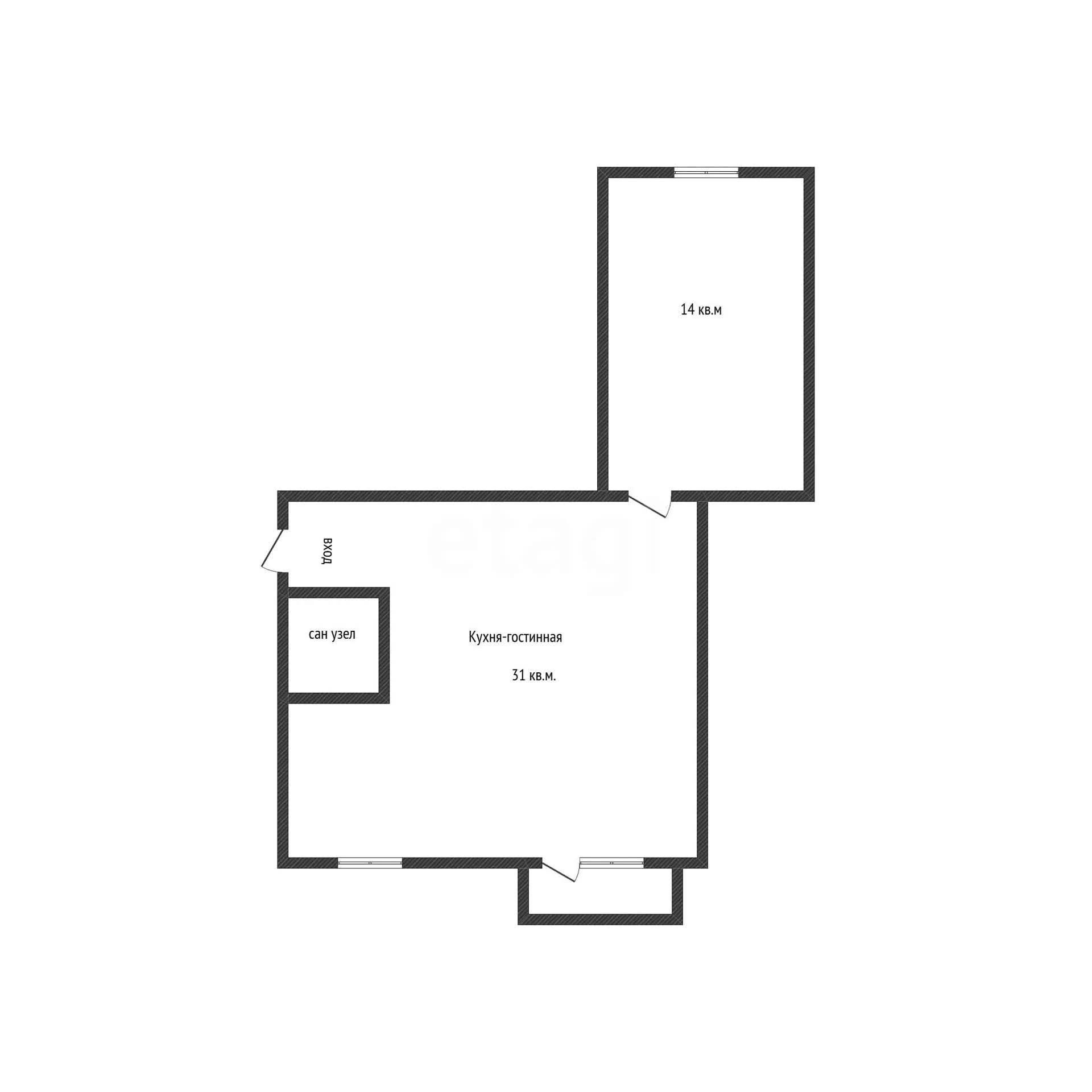 1-к квартира, 46м² (улица Андрухаева, 45) - миниатюра 12