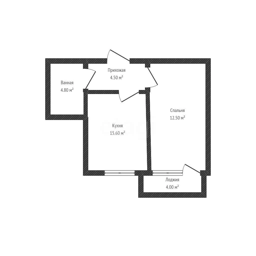 1-к квартира, 37.4м² (Бжегокайская улица, 25/1к1) - миниатюра 7