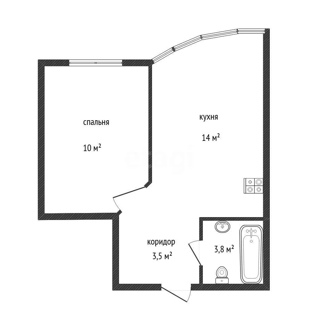 1-к квартира, 31.3м² (улица Ивана Беличенко, 89) - миниатюра 14