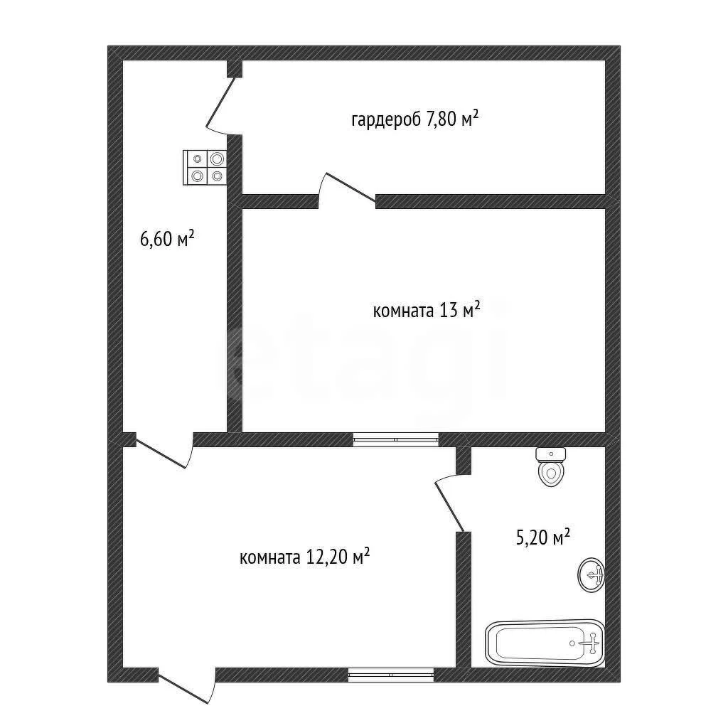 2-к квартира, 44.8м² (Комсомольская улица, 16) - миниатюра 9
