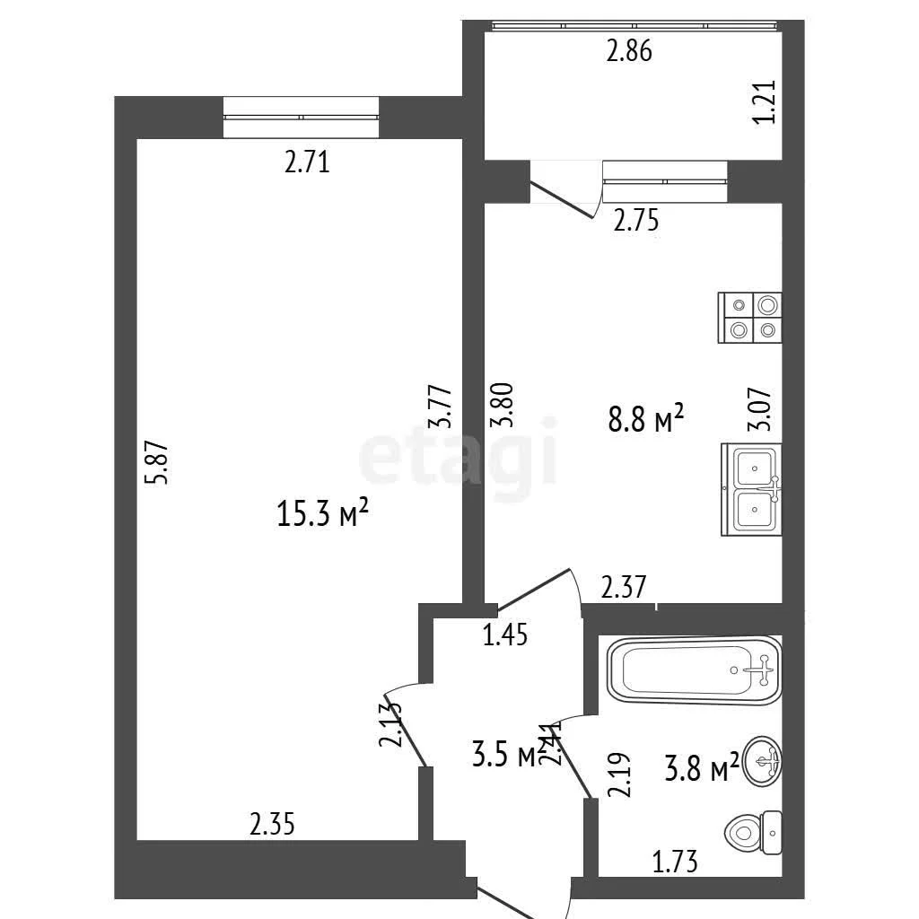 1-к квартира, 31.4м² (улица имени Героя Георгия Бочарникова, 4к2) - миниатюра 24