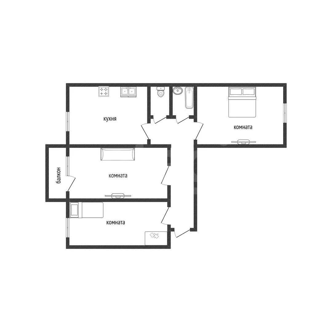 3-к квартира, 71.7м² (улица имени Калинина, 350/4) - миниатюра 32