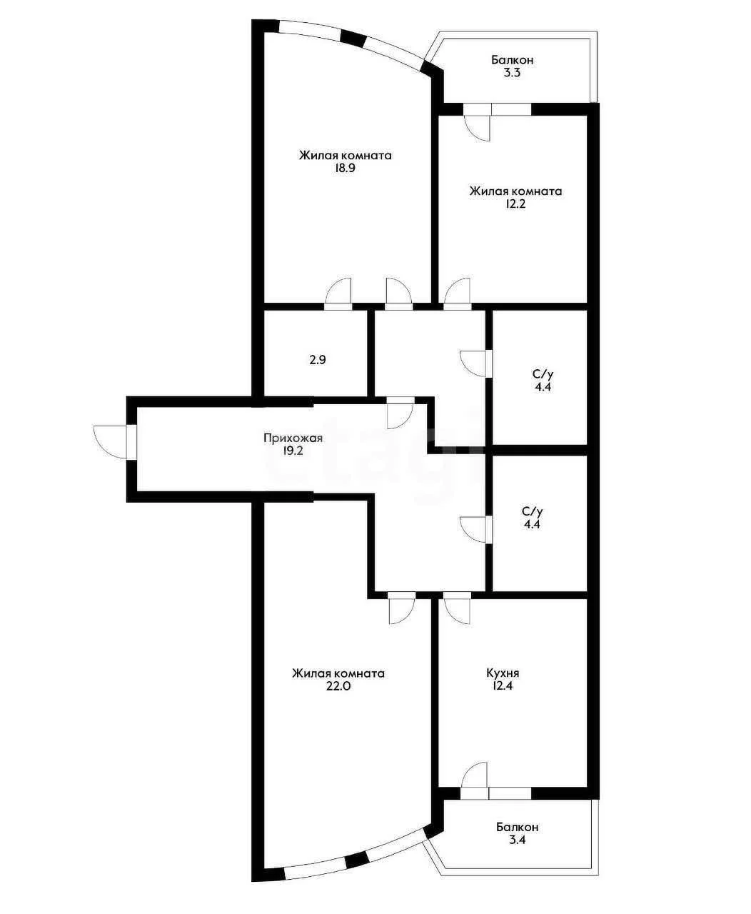 3-к квартира, 96.4м² (Черниговская улица, 1) - изображение 1