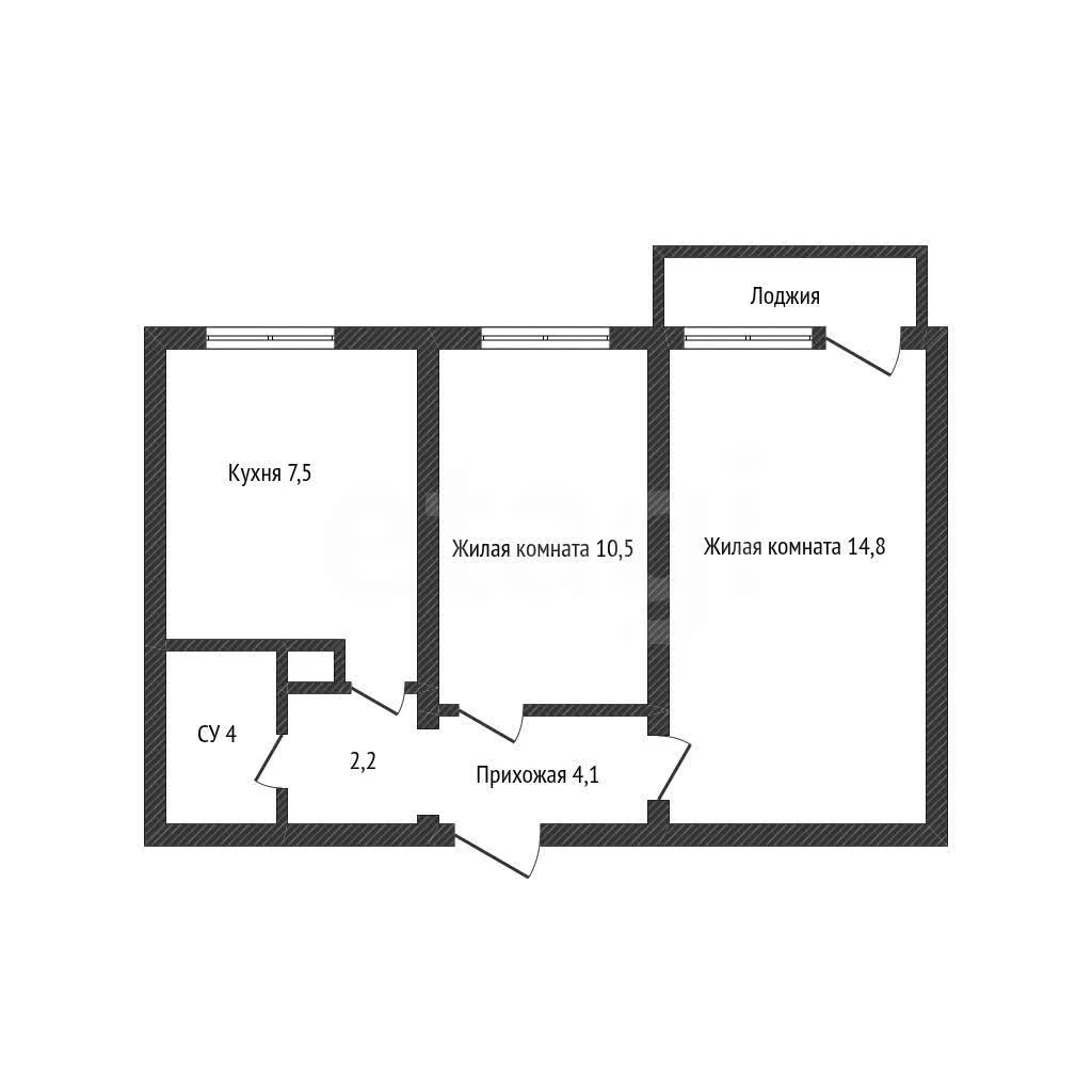 2-к квартира, 44.3м² (улица Игнатова, 3) - миниатюра 15