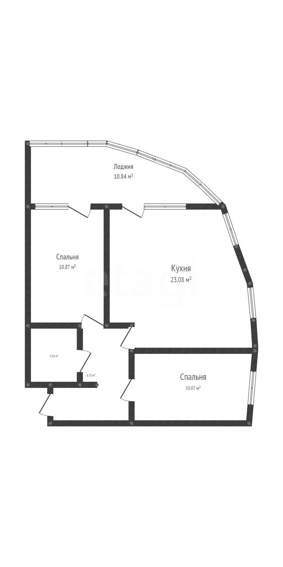 2-к квартира, 58.3м² (улица Кирилла Россинского, 3/1к1) - миниатюра 19