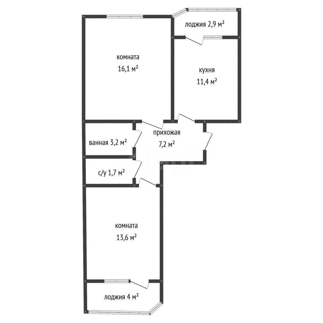2-к квартира, 53.2м² (улица имени Героя Николая Шевелёва, 17) - миниатюра 17