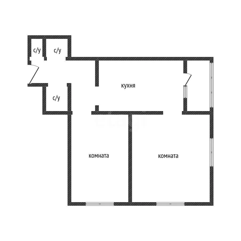 2-к квартира, 56.1м² (улица Автолюбителей, 1дк3) - изображение 1
