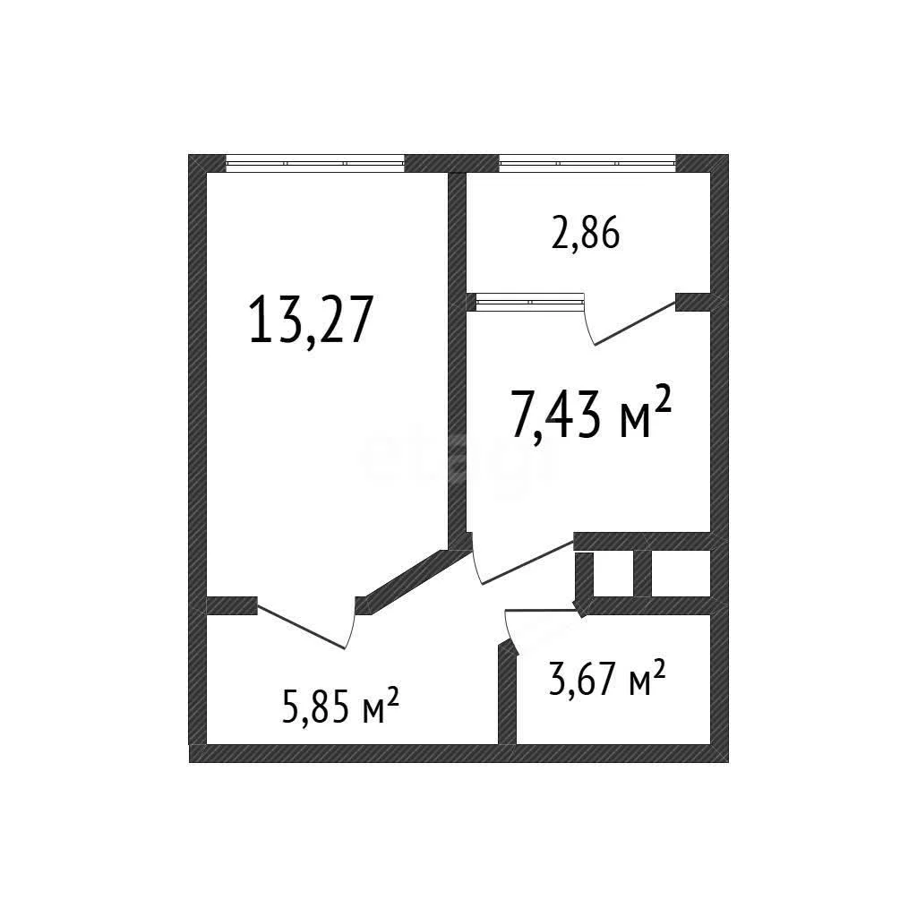 1-к квартира, 28.9м² (Луговая улица, 7а)