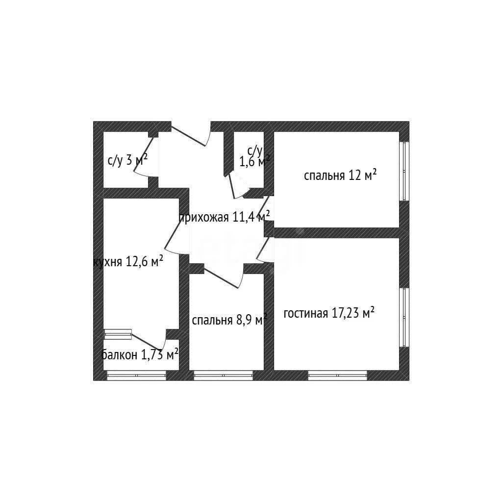 3-к квартира, 67.5м² (улица Григория Булгакова, 13) - миниатюра 9