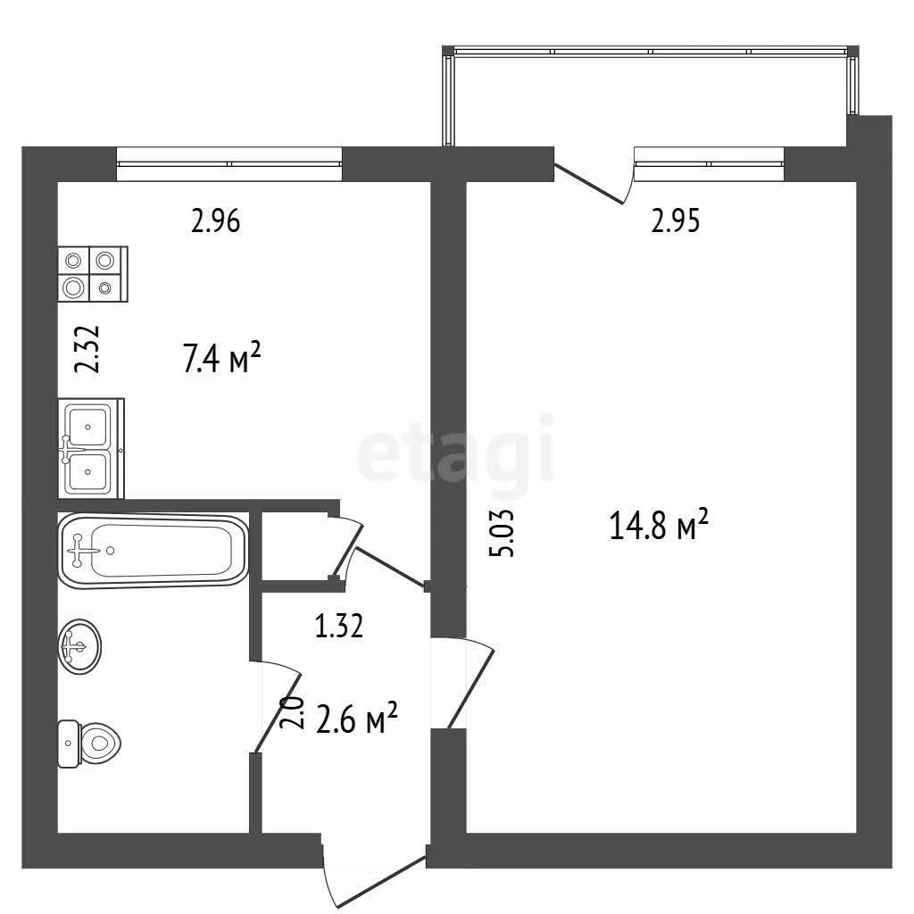 1-к квартира, 28.8м² (улица Гидростроителей, 21) - миниатюра 21