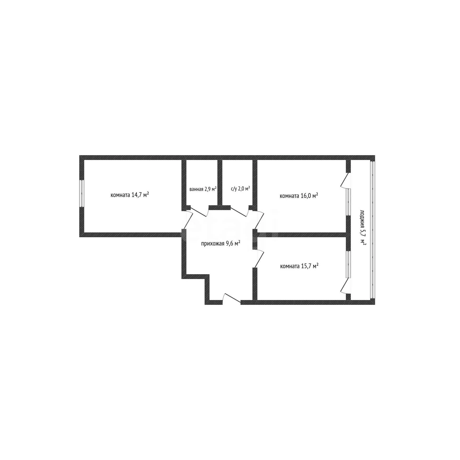 2-к квартира, 60.9м² (улица Ивана Беличенко, 101) - миниатюра 34