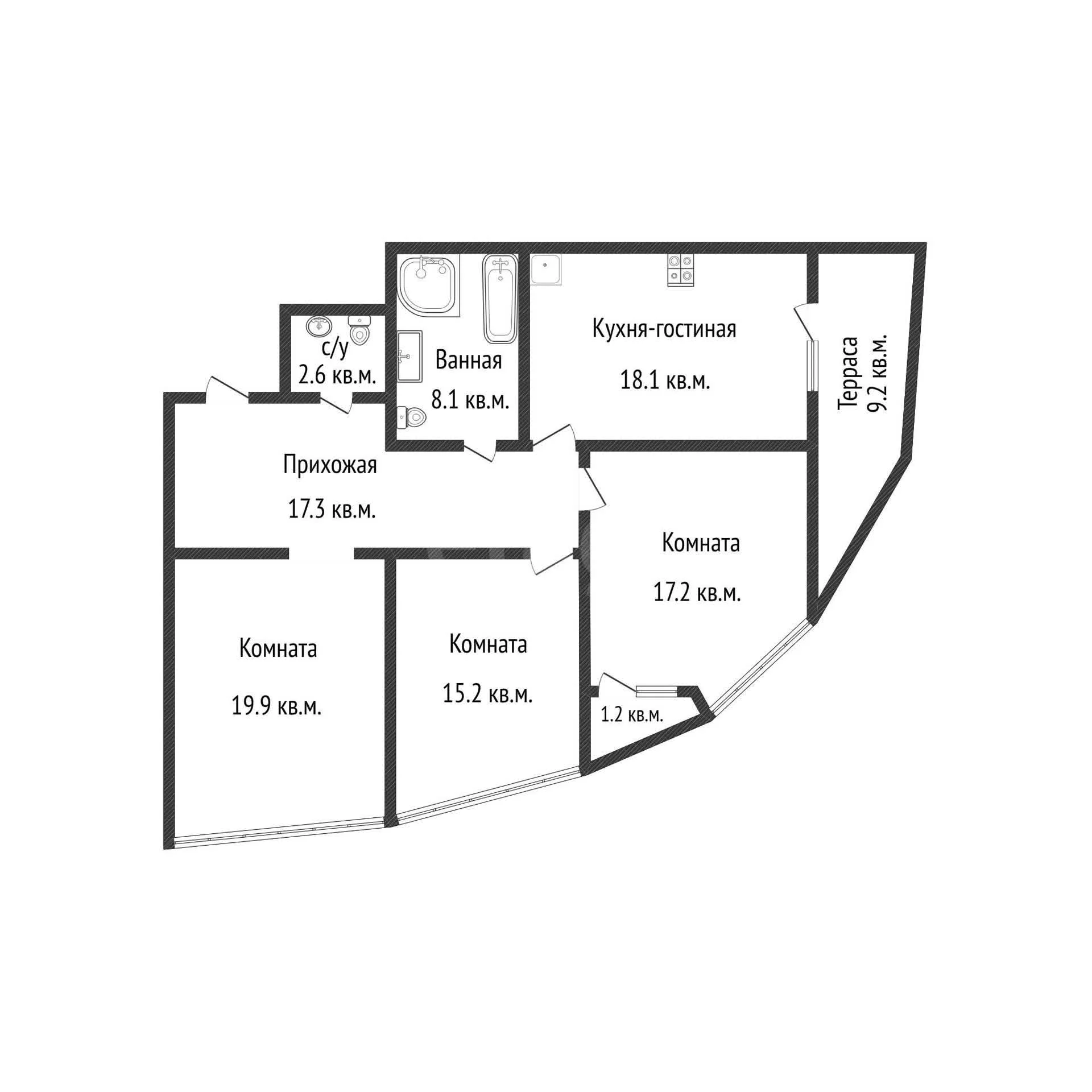 3-к квартира, 98.4м² (улица Кубанская Набережная, 39) - миниатюра 46