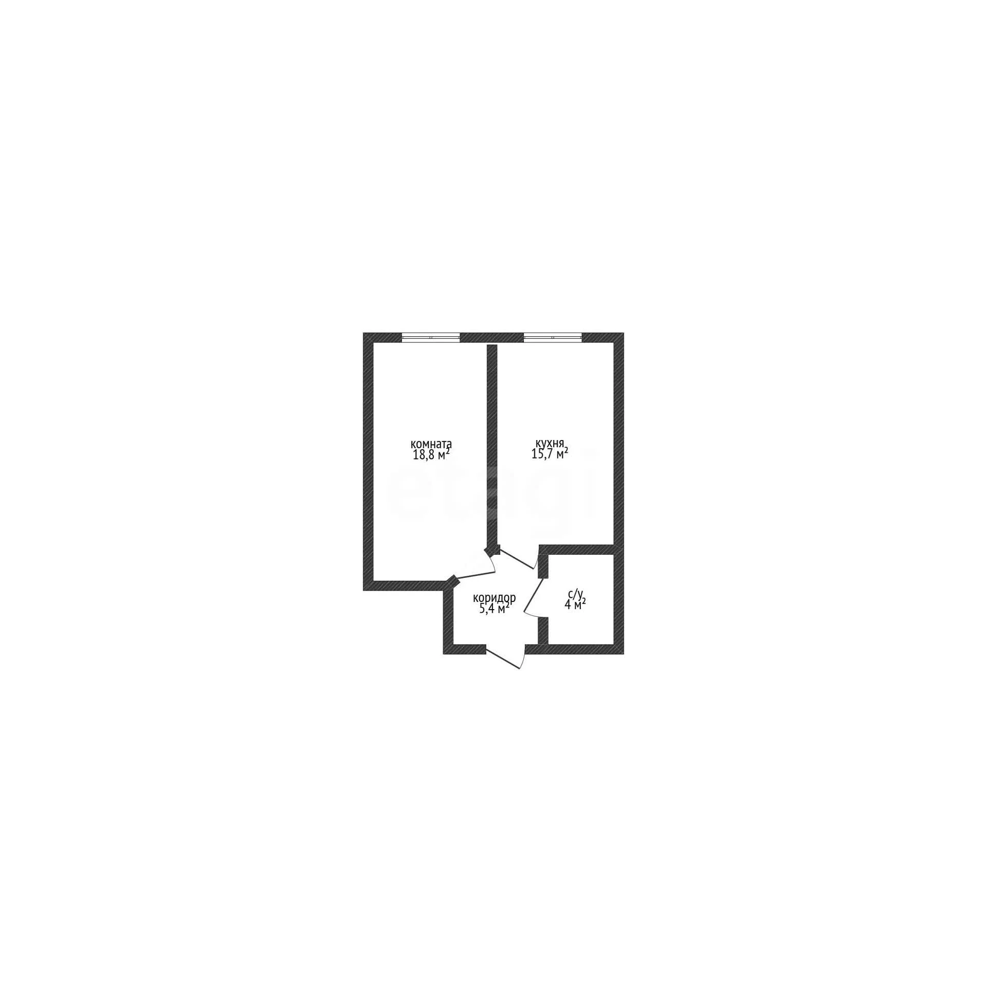 1-к квартира, 43.9м² (улица Шевкунова, 19) - миниатюра 10