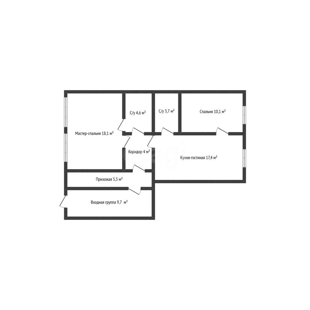 2-к квартира, 74.2м² (улица Вавилова, 15) - миниатюра 18