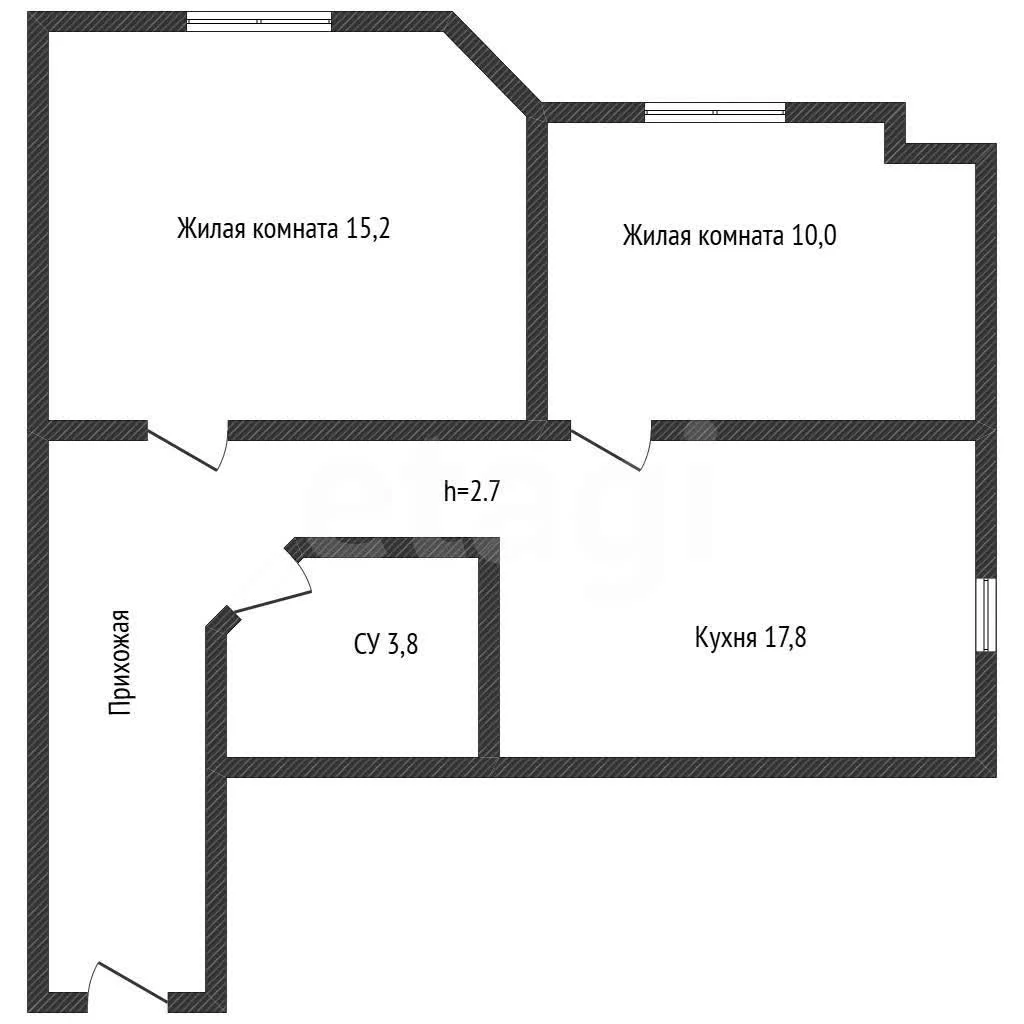 2-к квартира, 46.8м² (улица Шовгенова, 24/3) - миниатюра 28