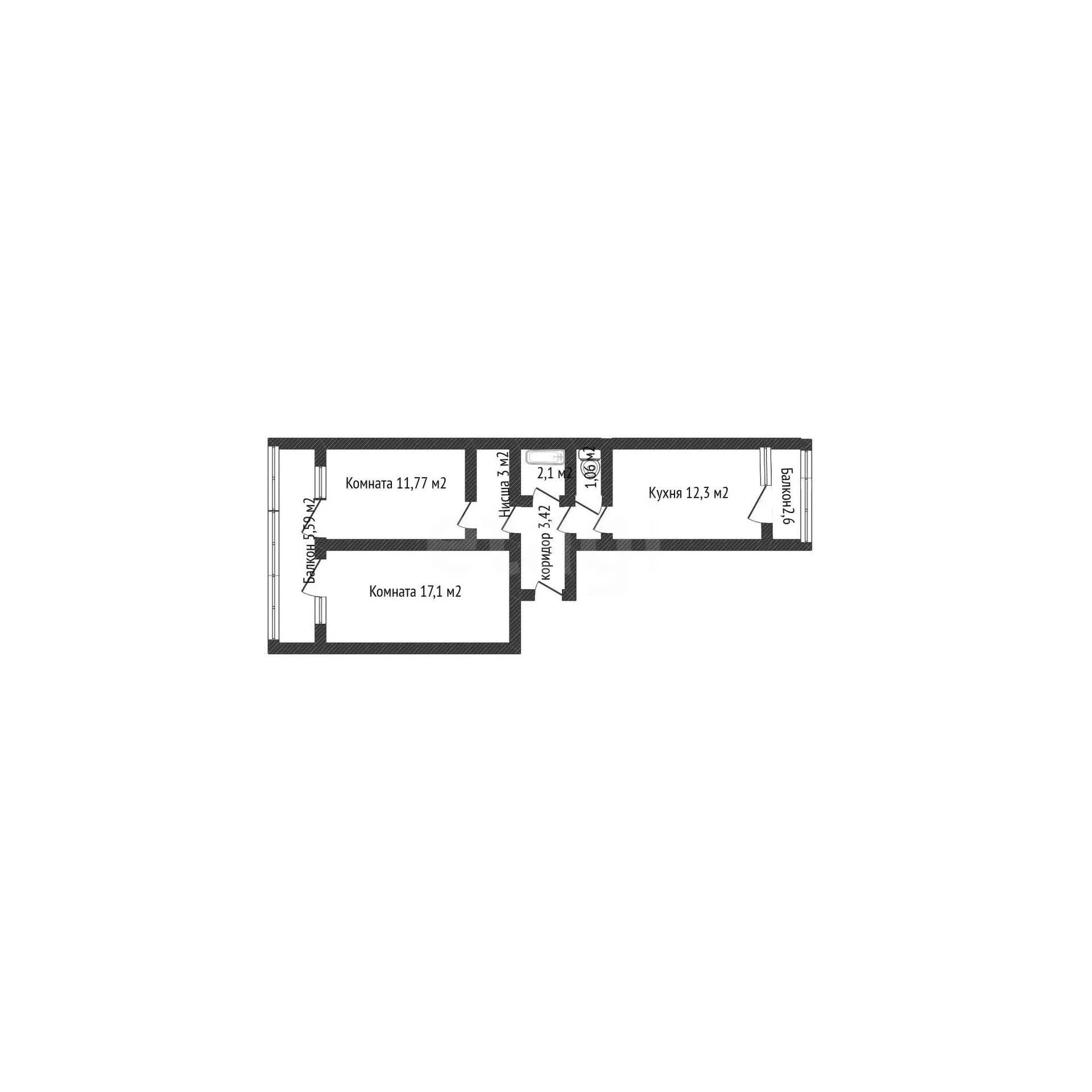 2-к квартира, 52.3м² (улица им. Сорока А.М., 2) - миниатюра 11