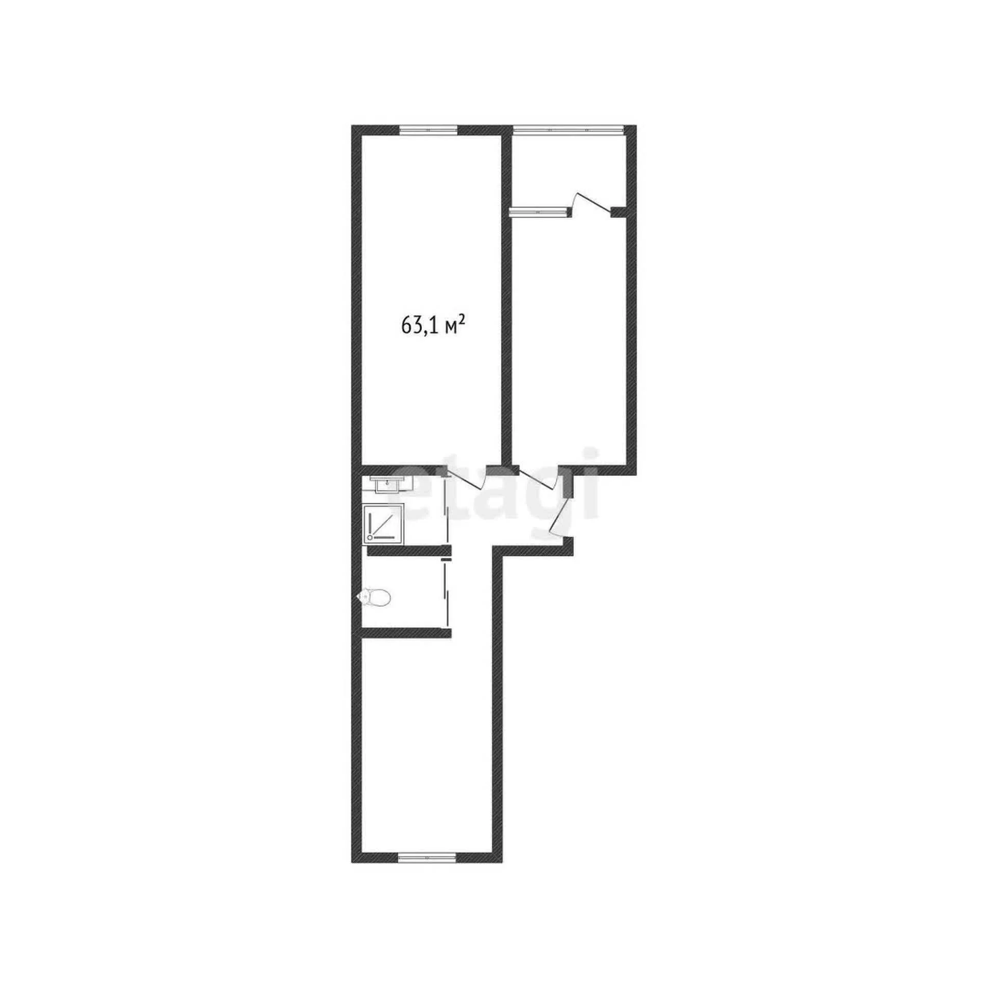 2-к квартира, 63.1м² (Заполярная улица, 37к2) - миниатюра 35