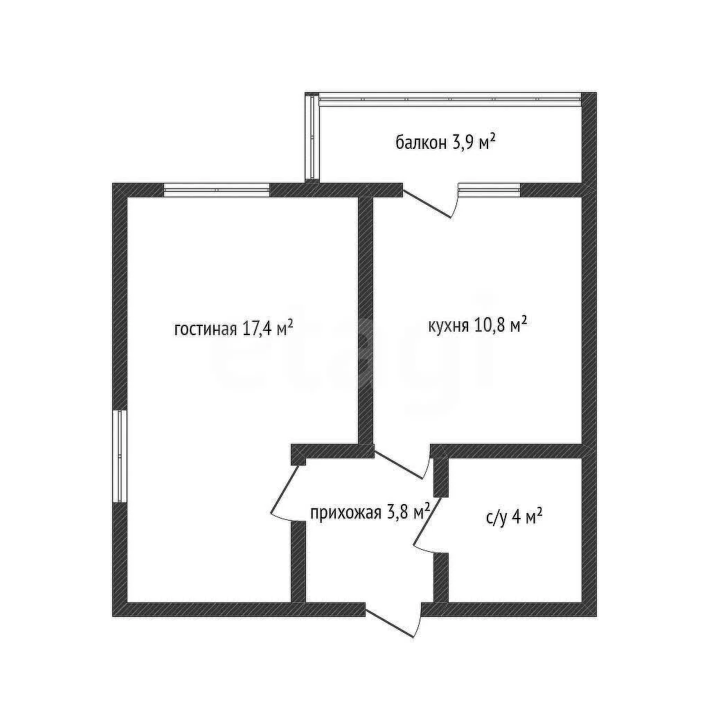 1-к квартира, 38м² (улица им. Мурата Ахеджака, 12к8) - миниатюра 14