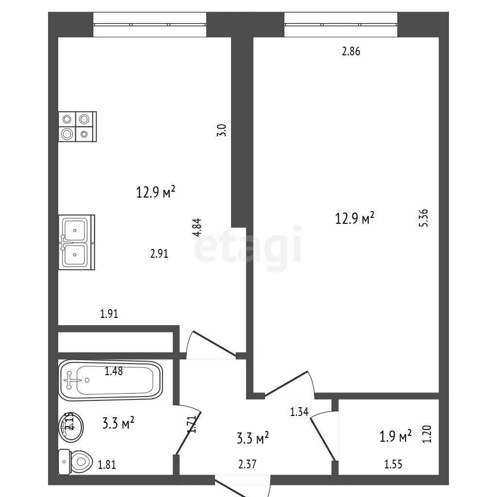 1-к квартира, 36.8м² (улица Ивана Беличенко, 92к4) - миниатюра 6