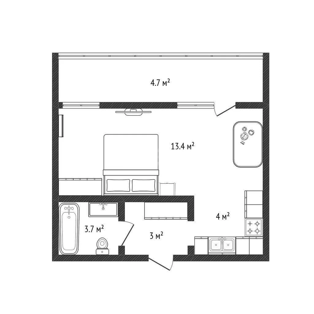 Студия, 24.1м² (улица Константина Гондаря, 93) - миниатюра 17