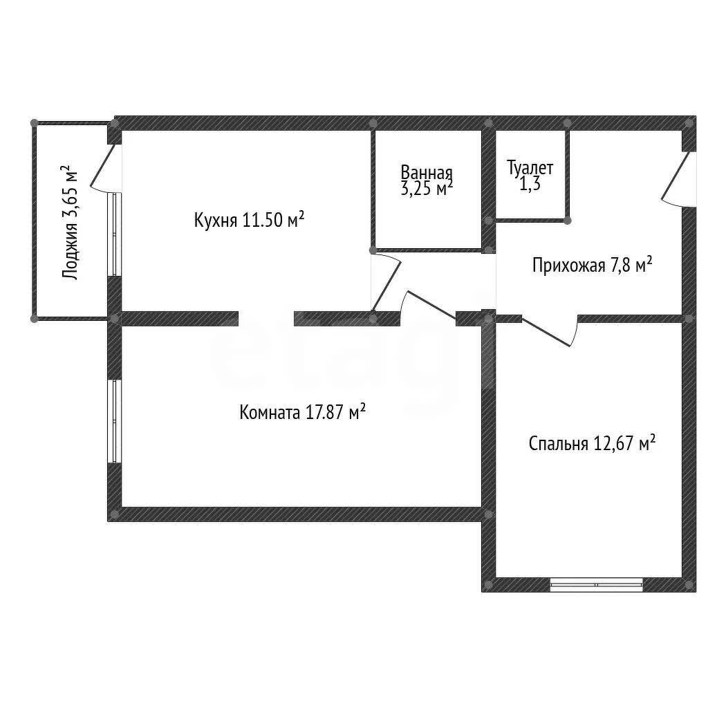 2-к квартира, 56.8м² (улица имени Калинина, 13к60) - миниатюра 18