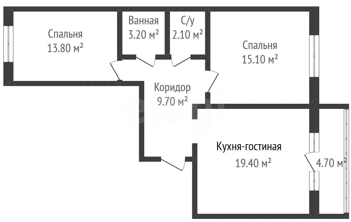 2-к квартира, 63.4м² (Домбайская улица, 55к6) - миниатюра 38