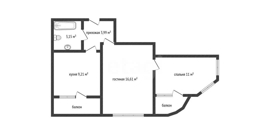 2-к квартира, 44.6м² (, 66к2) - миниатюра 33
