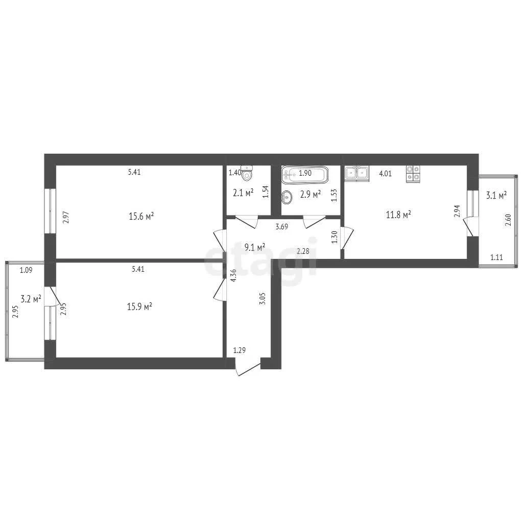 2-к квартира, 57.4м² (улица Заводовского, 23) - миниатюра 27