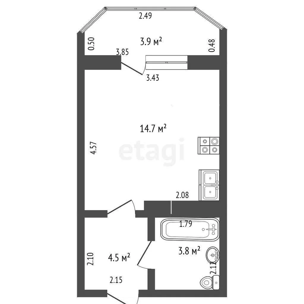 Студия, 23м² (улица им. Героя Яцкова И.В., 15к1) - миниатюра 15