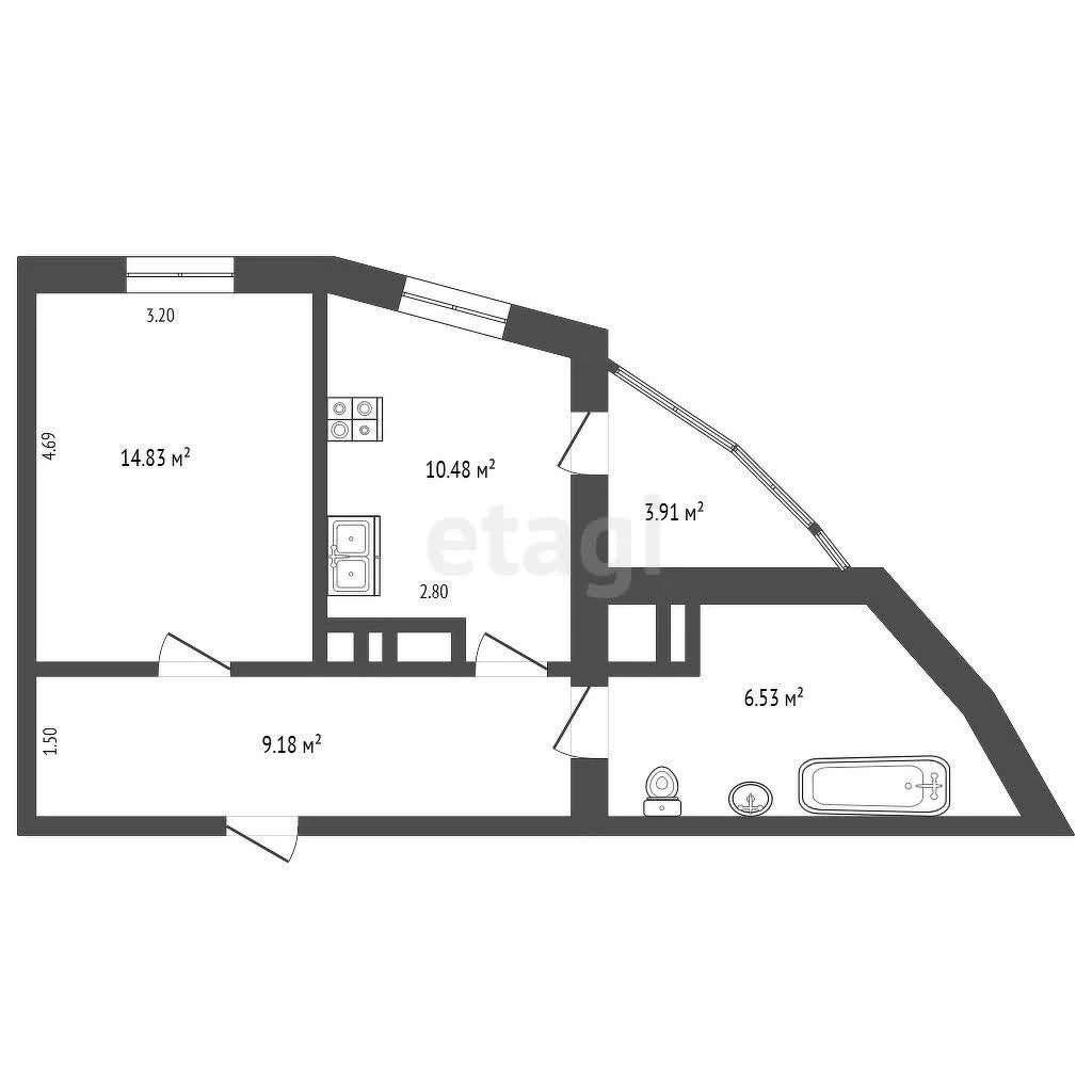 1-к квартира, 40.9м² (Воронежская улица, 47д) - миниатюра 8