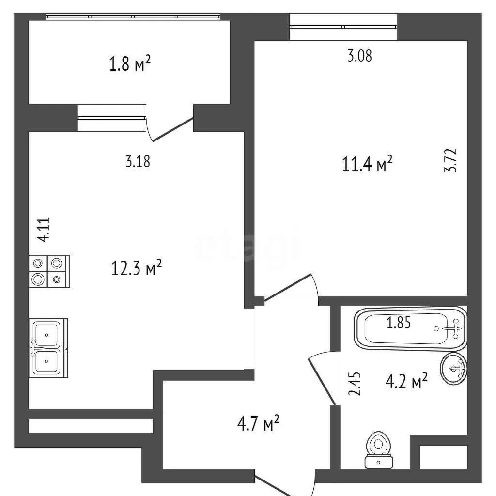 1-к квартира, 38.9м² (Колхозная улица, 5/2к3) - изображение 1