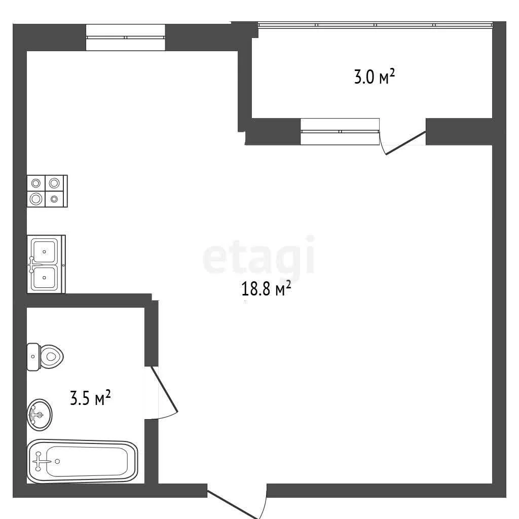 Студия, 22.3м² (Бжегокайская улица, 54/1) - миниатюра 15