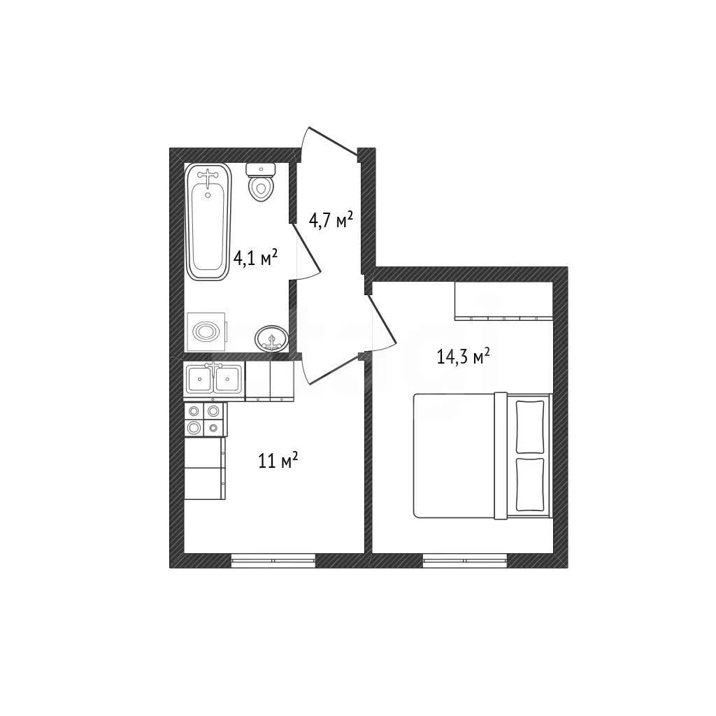 1-к квартира, 34.1м² (улица имени Героя Нурбагандова, 3к2) - миниатюра 44