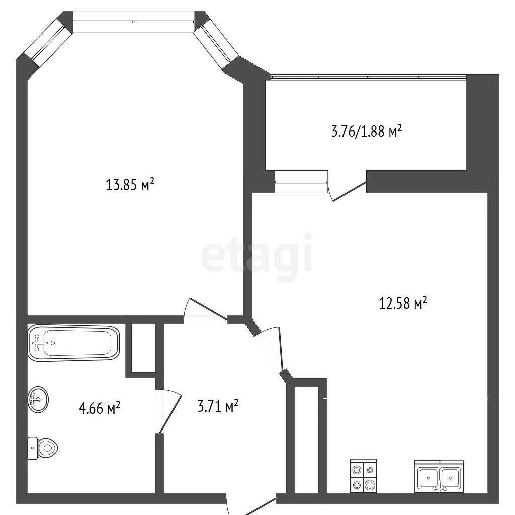 1-к квартира, 34.9м² (улица Красных Партизан, 1/4к16) - миниатюра 13