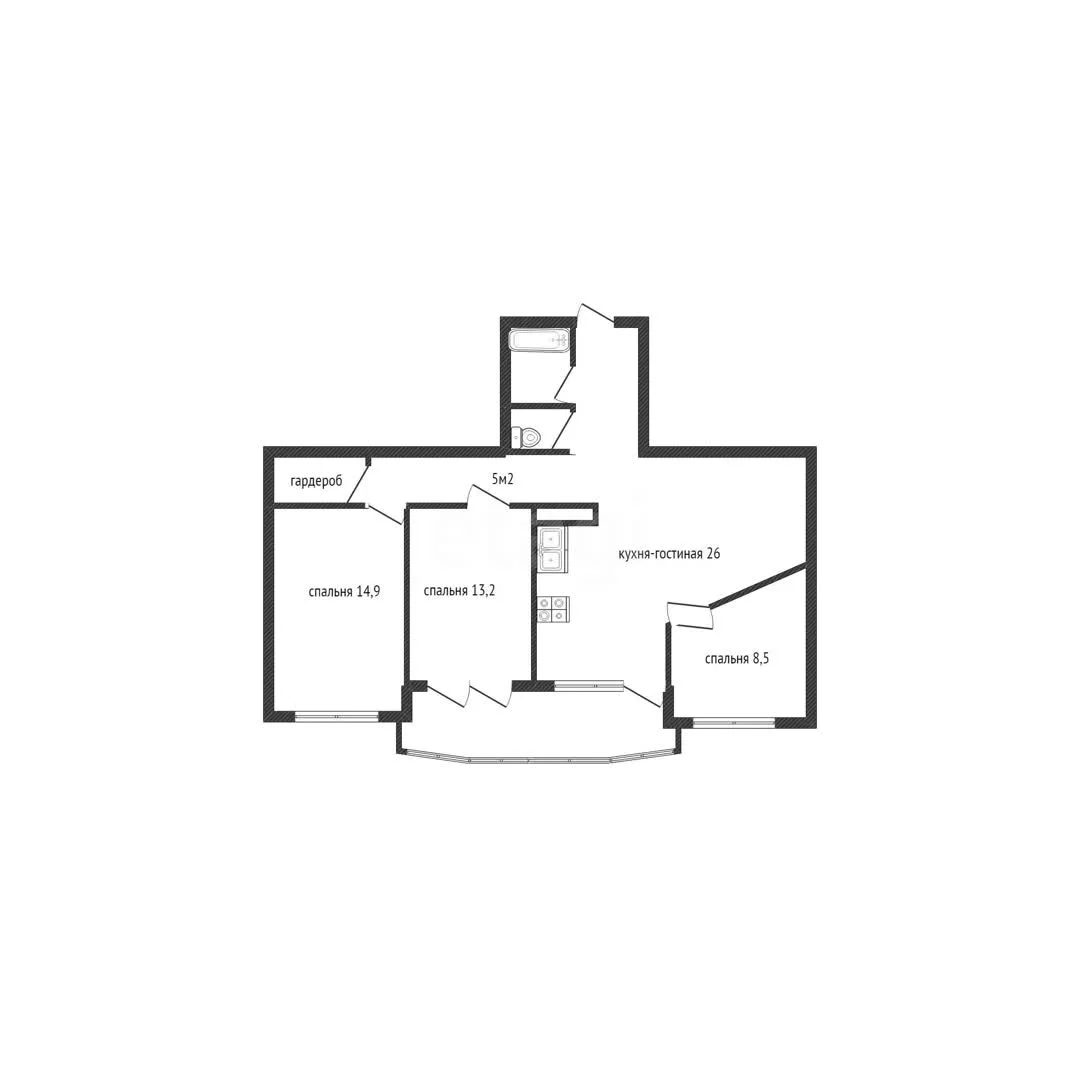 3-к квартира, 82.8м² (Домбайская улица, 57) - миниатюра 24