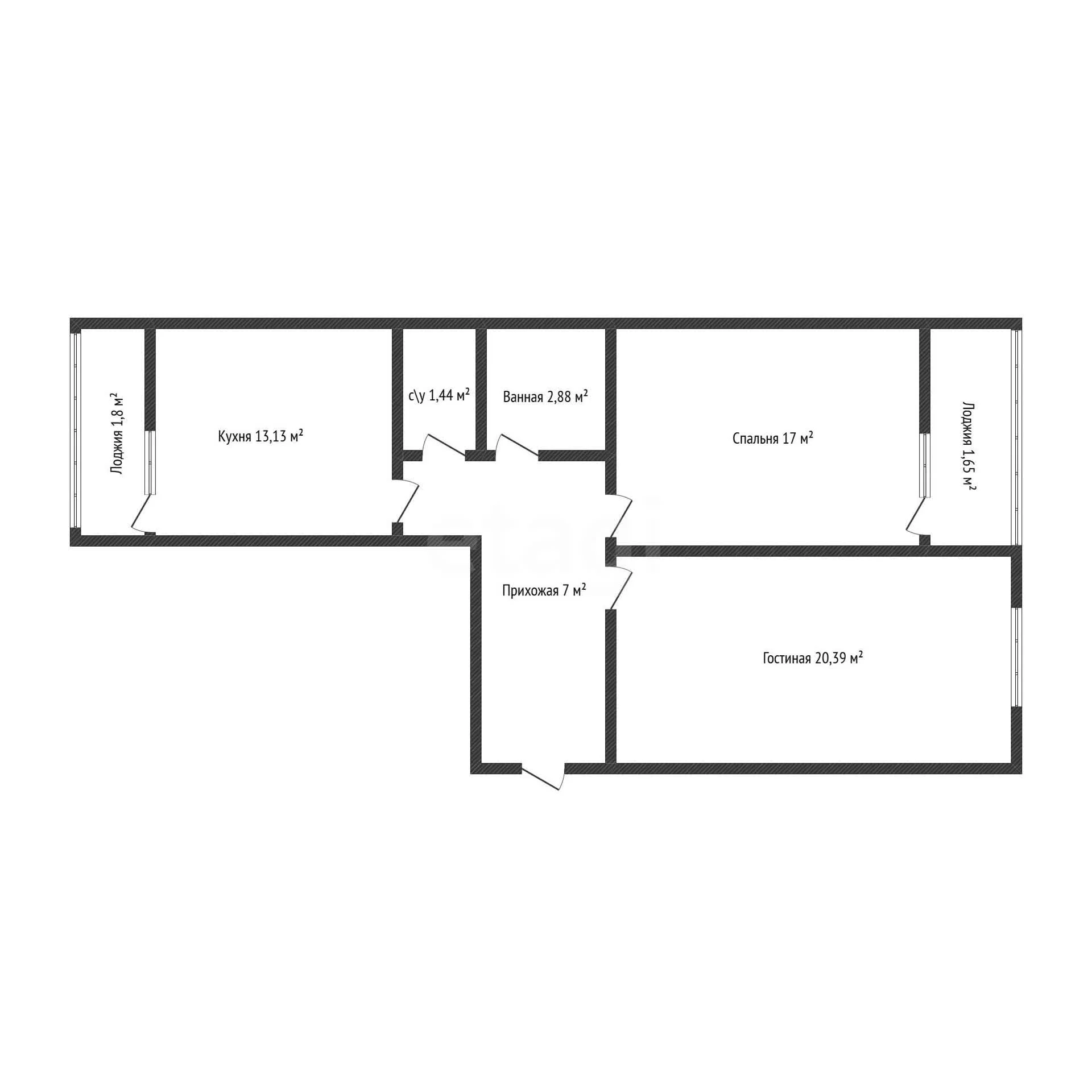 2-к квартира, 61.5м² (Заполярная улица, 39к8) - миниатюра 24
