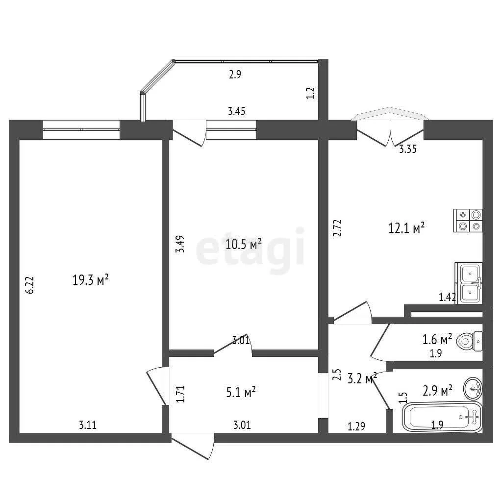 2-к квартира, 54.7м² (3-я Целиноградская улица, 10) - миниатюра 33