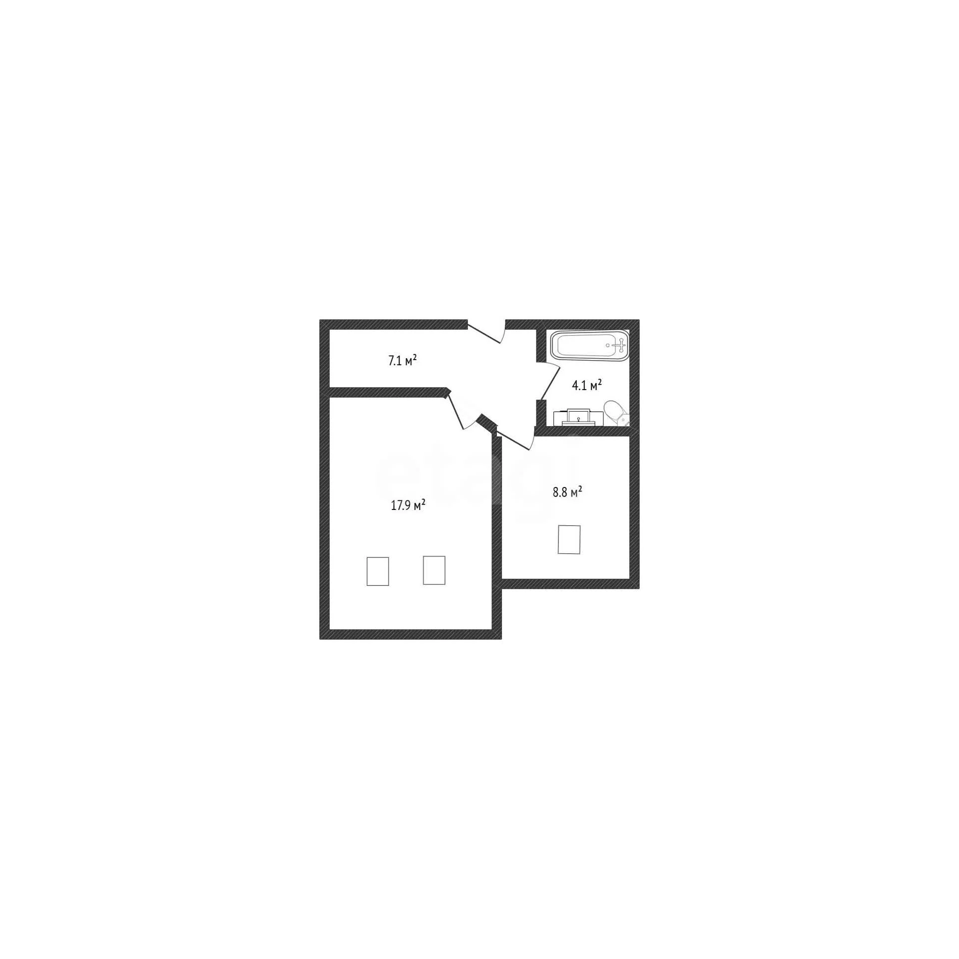 1-к квартира, 37.9м² (улица Генерала Петрова, 33) - миниатюра 7